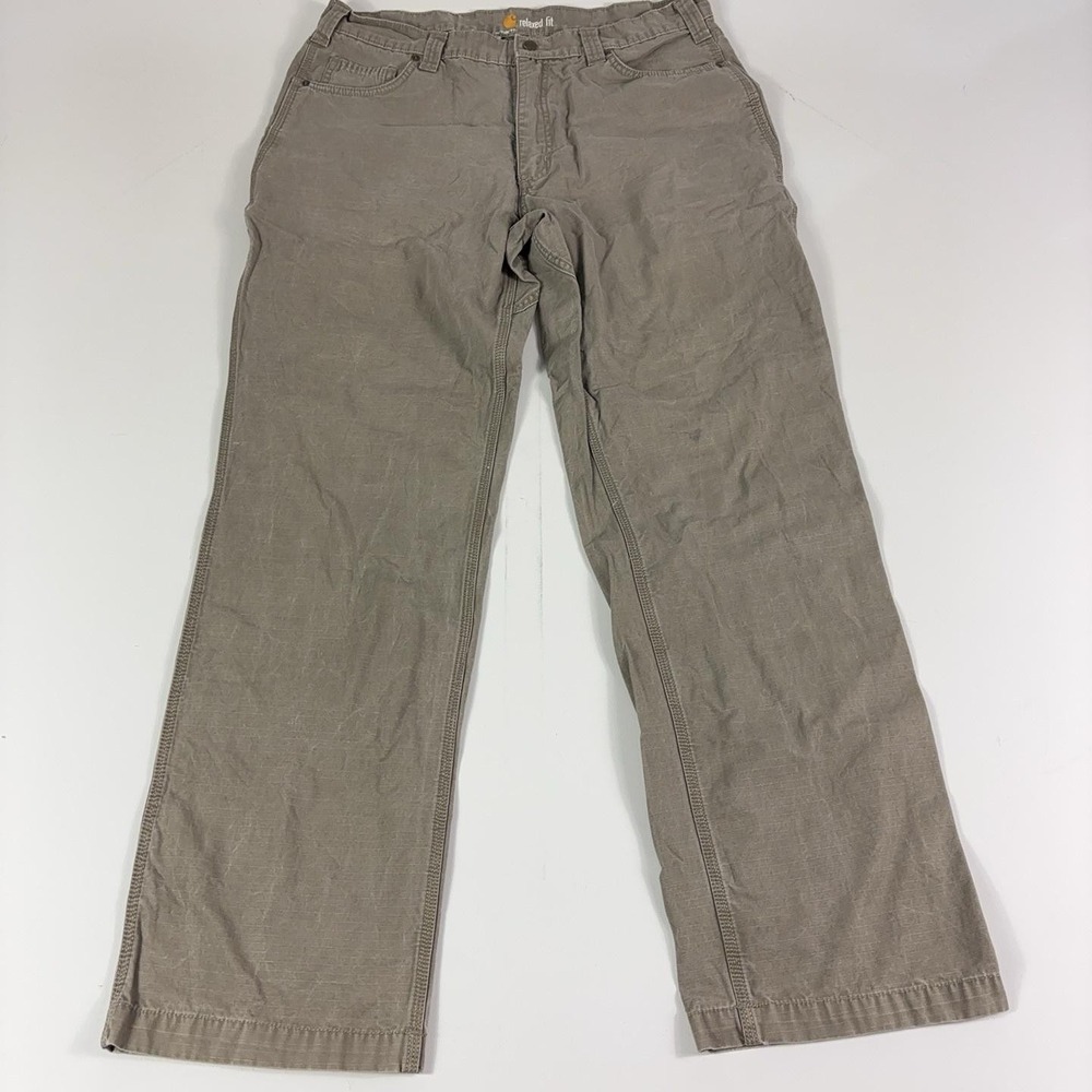 Carhartt Pants Mens 38x34 Beige Canvas Relaxed Fit 5 Pocket Workwear Ripstop